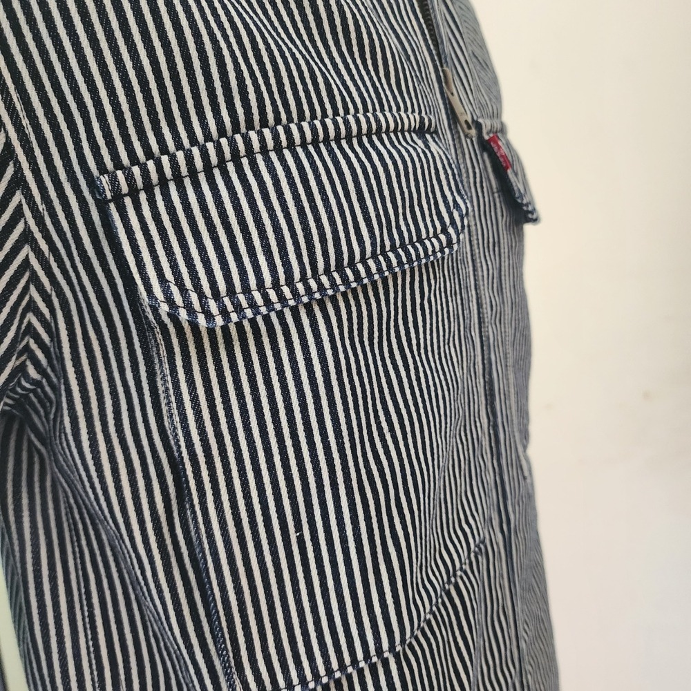 Levis Hickory Stripe Denim Zip Up Workwear Jacket Mens Blue White Chore Coat @27 - Picture 11 of 15